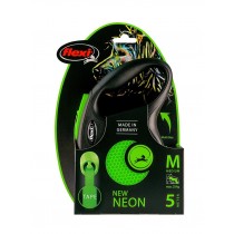 FLEXI Smycz automatyczna M NEW NEON taśma 5m zielona
