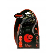 FLEXI Smycz automatyczna S New Neon taśma 5m pomarańczowa
