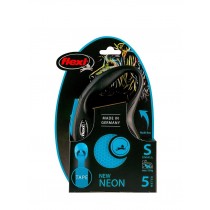 FLEXI Smycz automatyczna S New Neon taśma 5m niebieska
