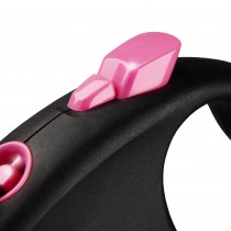 FLEXI Smycz automatyczna Black Design M taśma 5m różowa