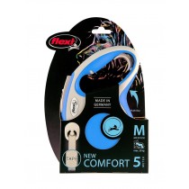 FLEXI Smycz automatyczna New Comfort M taśma 5m niebieska