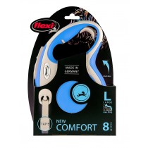 FLEXI Smycz automatyczna New Comfort L taśma 8m niebieska