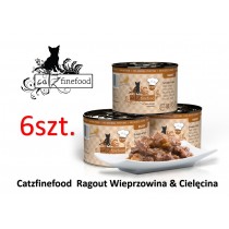 Catz Finefood Ragout No.609 190 gr mokra karma dla kota mięso Wieprzowina i Cielęcina Pakiet x 6 szt