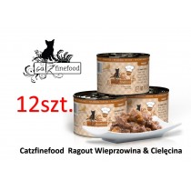 Catz Finefood Ragout No.609 190 gr mokra karma dla kota mięso Wieprzowina i Cielęcina Pakiet x 12 szt