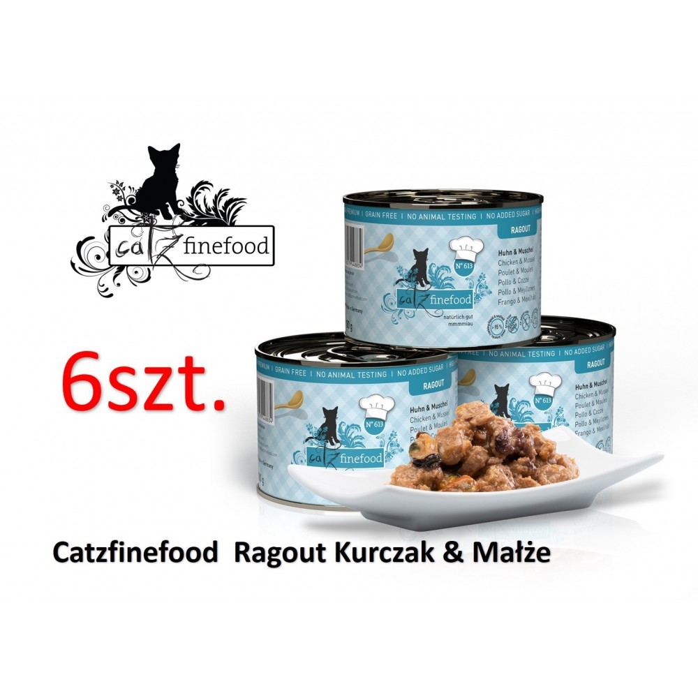 Catz Finefood Ragout No.613 190 gr mokra karma dla kota, mięso: Kurczak małże Pakiet x 6 szt.