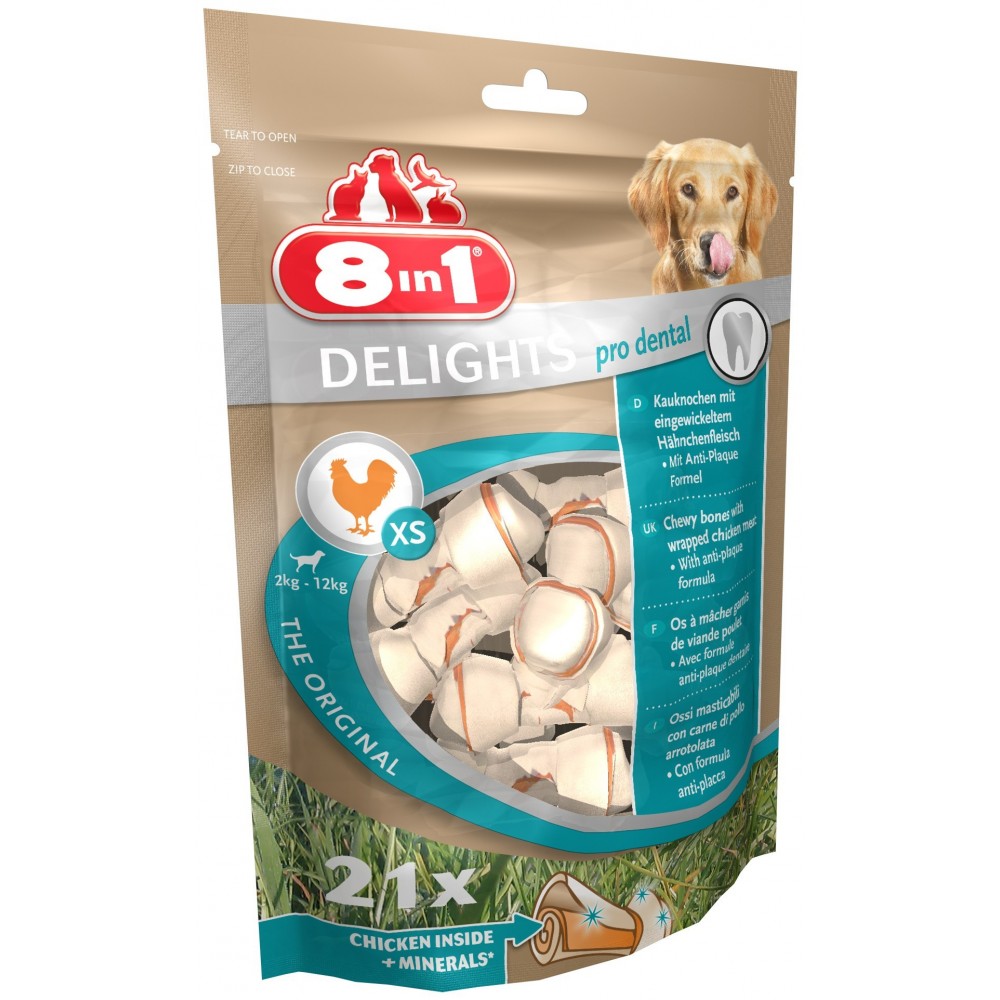 8in1 Delight Pro Dental Bones XS 21 szt przysmak dla psa z dodatkiem minerałów