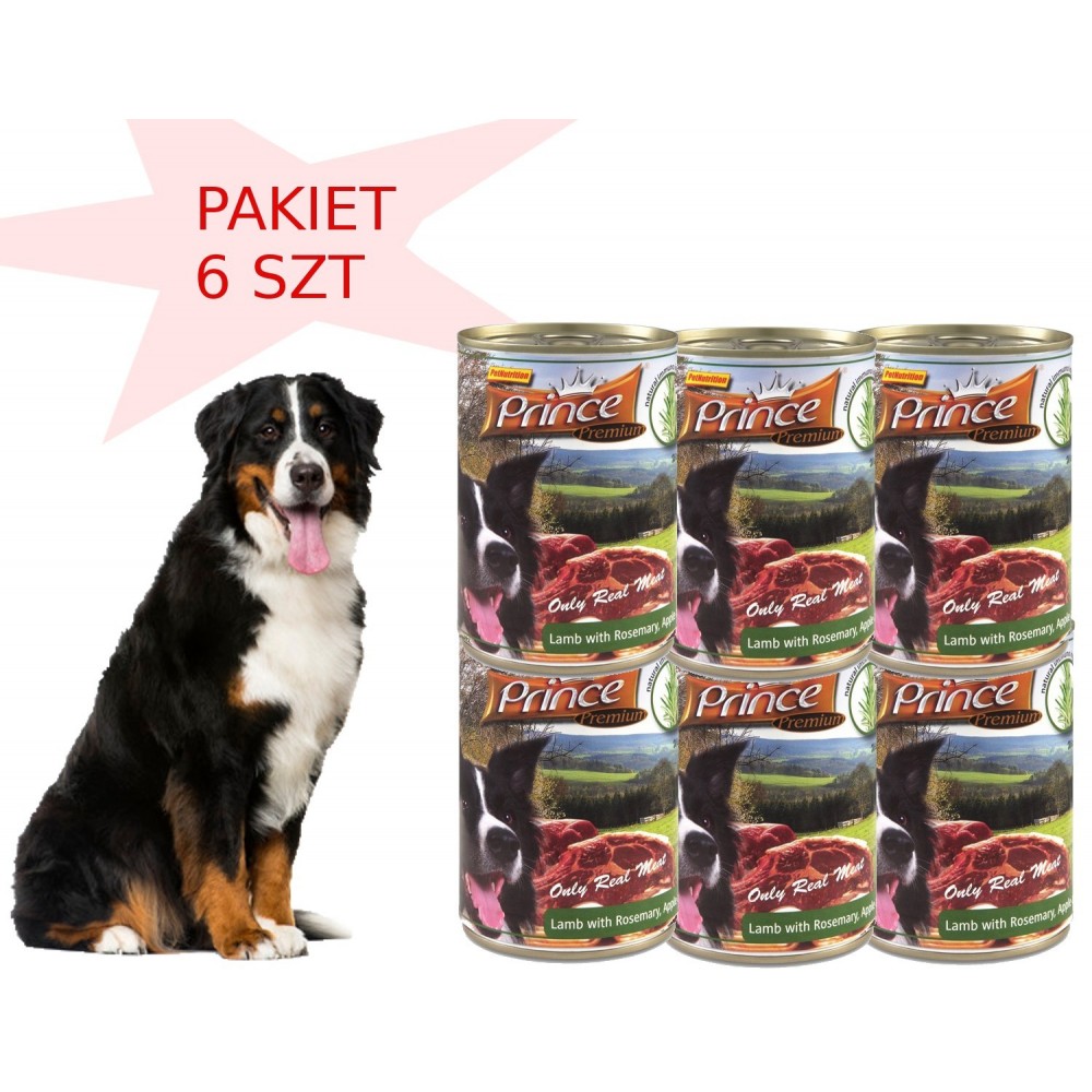 Prince Premium Paleo Jagnię/Rozmary/Jabłka 6x400gr zestaw karm mokrych dla psa
