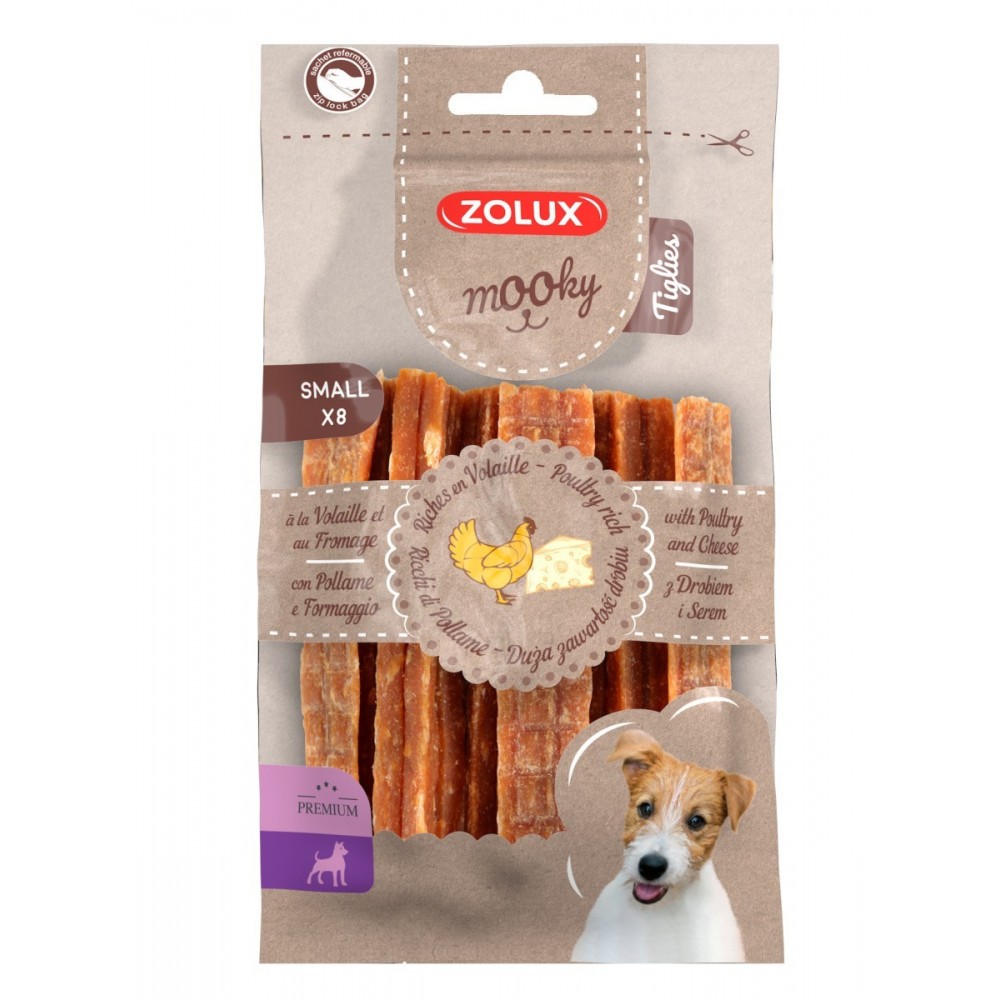 ZOLUX MOOKY Premium Tiglies drób ser S x 8szt. wysokomięsny przysmak dla psa