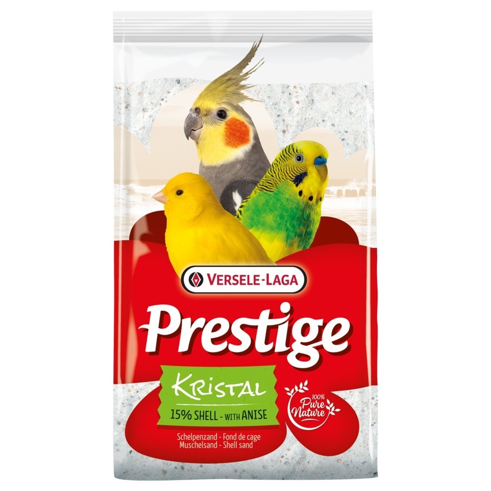 Versele Laga Prestige biały piasek dla ptaków z anyżem i muszlami.