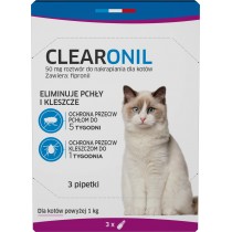 CLEARONIL dla kotów powyżej 1 kg - 50 mg x 3 pipety dla kota