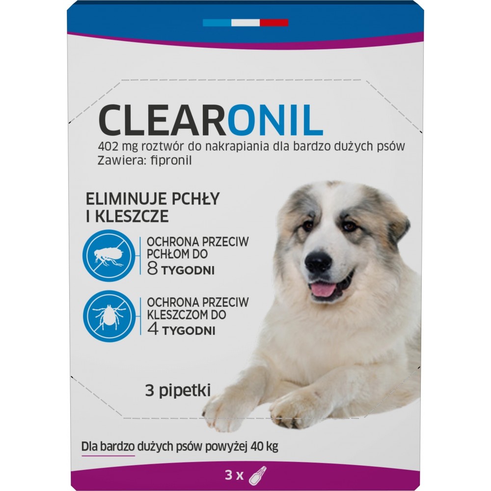 CLEARONIL dla bardzo dużych psów powyżej 40 kg - 402 mg x 3 pipety dla psów ras olbrzymich