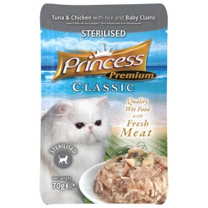 Princess Premium Saszetka Sterilised Małże Baby z Tauryną mokra karma dla kota