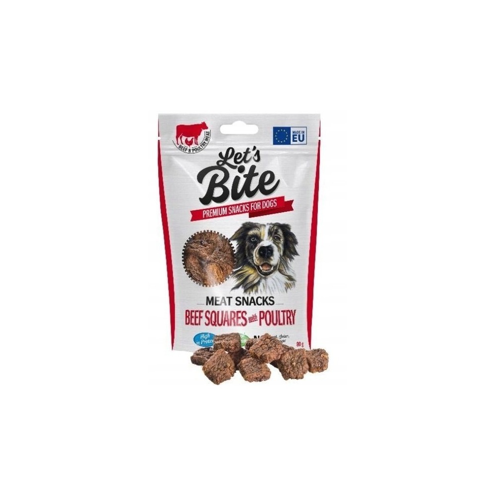 LET'S BITE MEAT SNACKS BEEF SQUARES POULTRY 80g