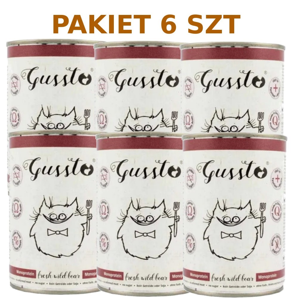 Gussto Cat puszka  Fresh Wild Boar 400g x 6