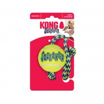 Kong SqueakAir M piłka tenisowa z sznurem i piszczałka dla psa 6,4 cm