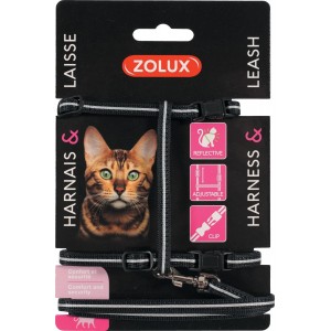 Zolux Zestaw spacerowy dla kota - czarna smycz + szelki