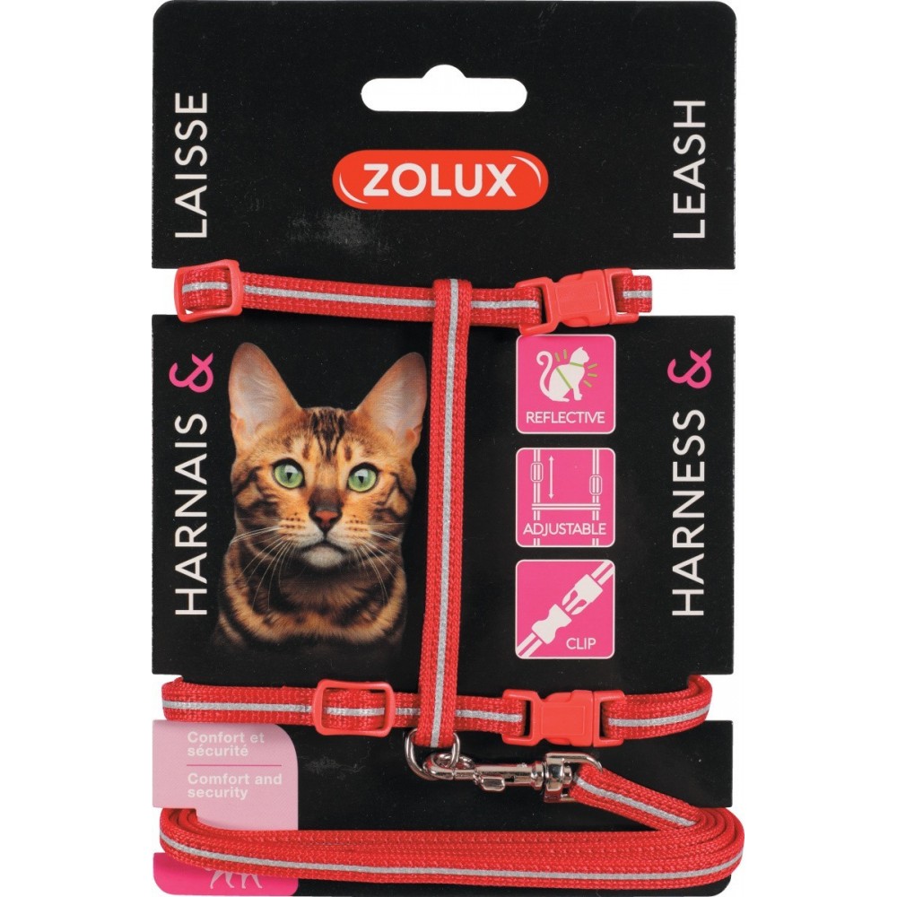 Zolux Zestaw spacerowy dla kota w kolorze czerwonym