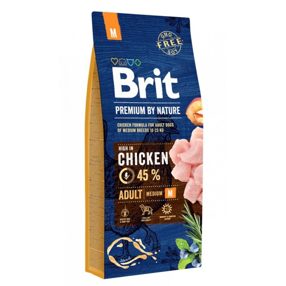 Brit Premium by nature M adult 15 kg z kurczakiem dla dorosłych psów