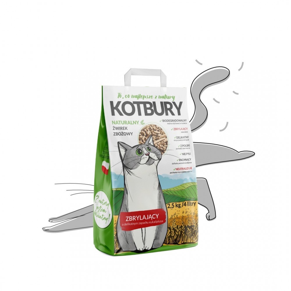 Żwirek dla kota Kotbury 2,5 kg biodegradowalny do WC