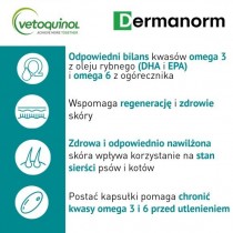 Vetoquinol Dermanorm care 90 tab. na zdrową skórę i sierść psy i koty