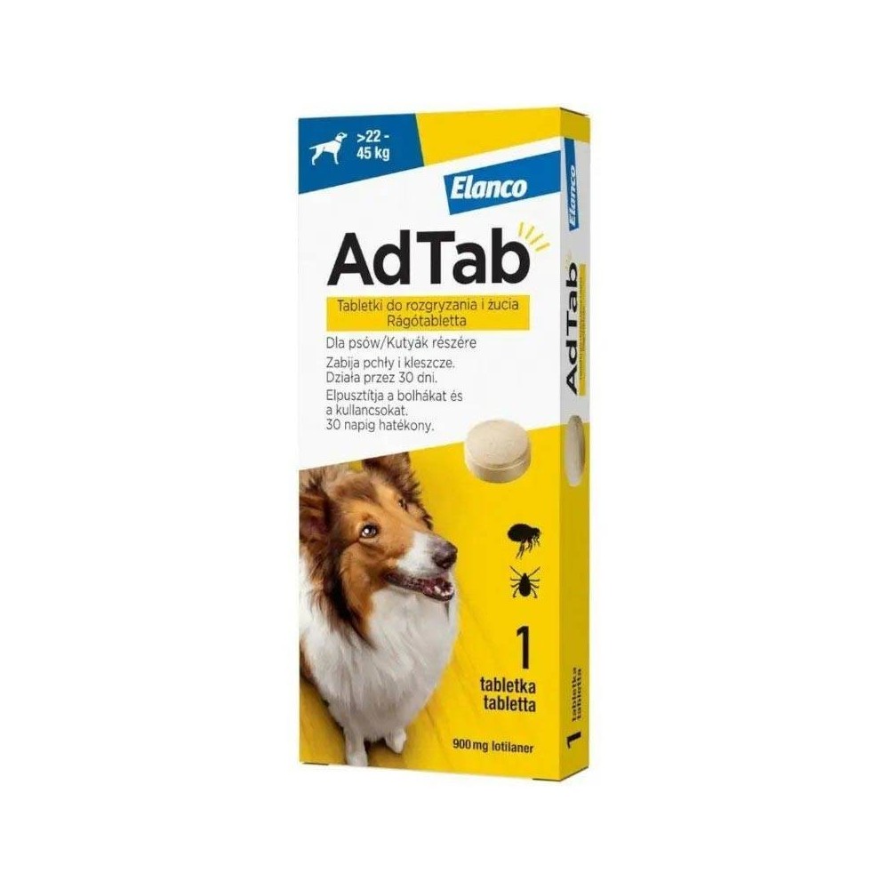 AdTab 900 mg x1 tabletki do rozgryzania i żucia dla psa 22–45 kg