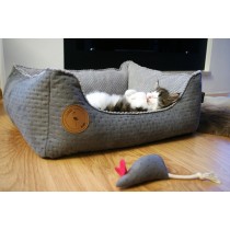 Zabawka dla kota myszka fiolet pikowany 14cm