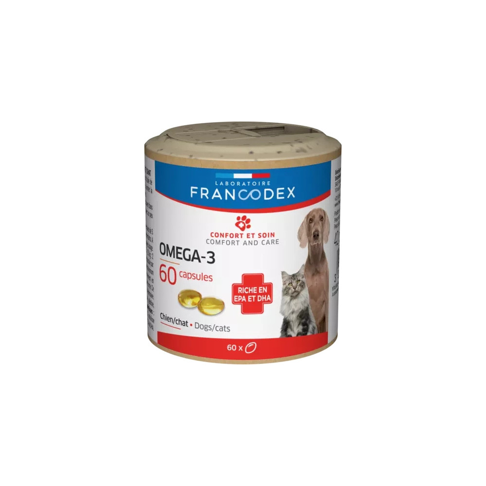 FRANCODEX naturalne kwasy tłuszczowe Omega-3, dla psów i kotów 60 kapsułek