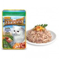 Princess Premium Kurczak Tuńczyk Warzywa 70g Saszetka mokra karma dla kota bez zbóż