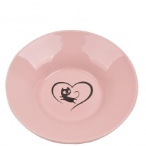 miska dla kota ceramiczna różowa z serduszkiem .15,5X3cm