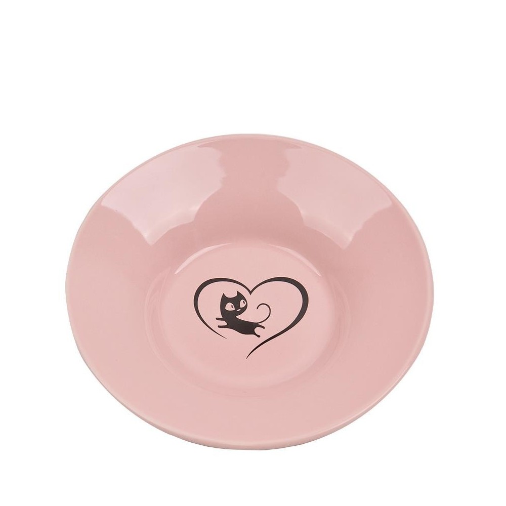 miska dla kota ceramiczna różowa z serduszkiem .15,5X3cm
