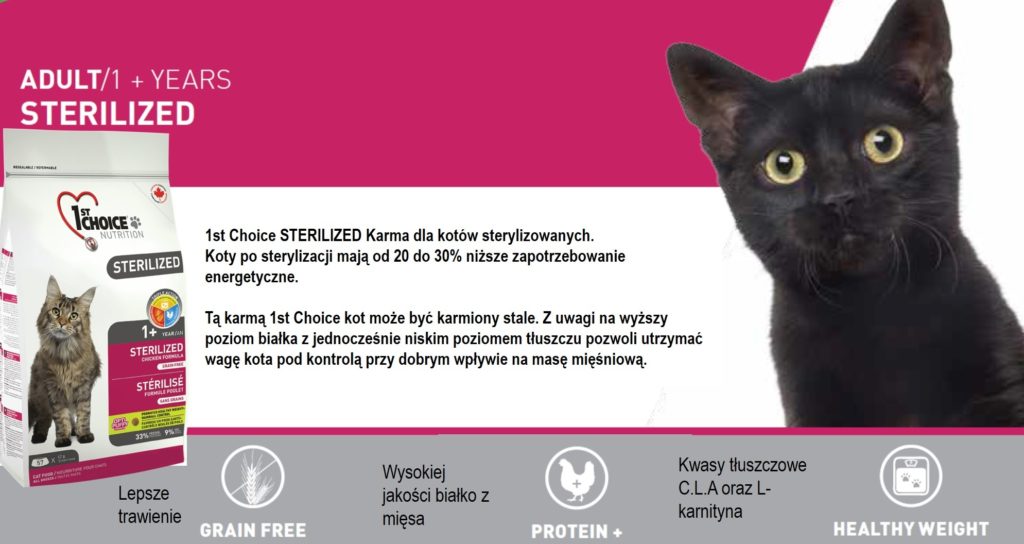 Ochrona dróg moczowych u kotów. Karmy dla kotów urinary 1st Choice karma dla kotów sterylizowanych